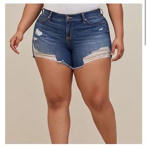 Torrid Vintage Stretch 5” Inseam Mid-Rise Distressed Denim Shorts